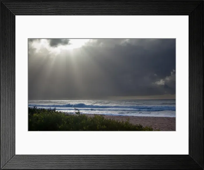 Framed Print : Sun rays over narrabeen beach Framed Print : Sun rays over narrabeen beach