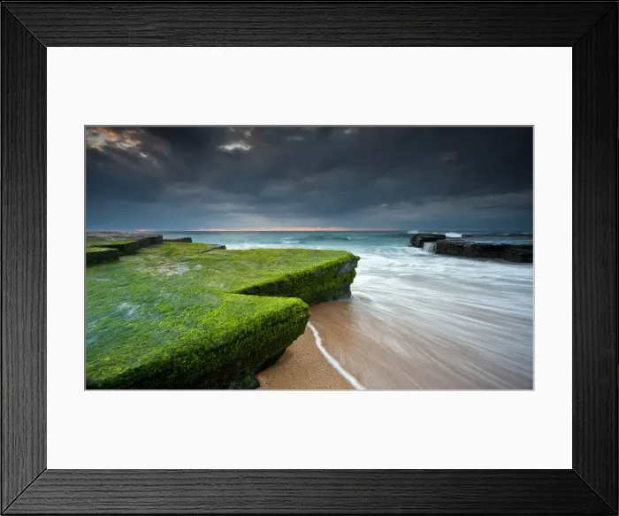 Framed Print : Cloudy morning at beach Framed Print : Cloudy morning at beach