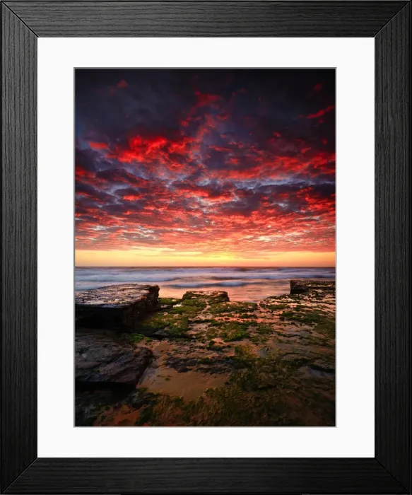 Framed Print : Narrabeen. Perfect conditions led to just few moments of sky lighting up