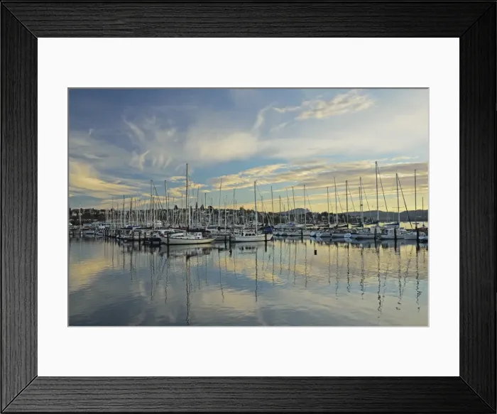 Framed Print : Sailboats moored at Sandy Bay, Hobart