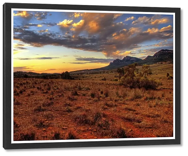 red earth. Sunset at Flinders Ranges.Flinders Ranges is the largest mountain