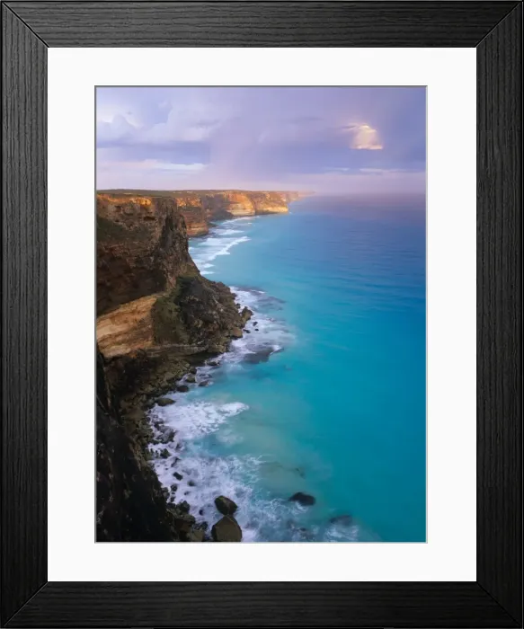 Framed Print : Western Australia, Great Australian Bight, Baxter Cliffs at sunset