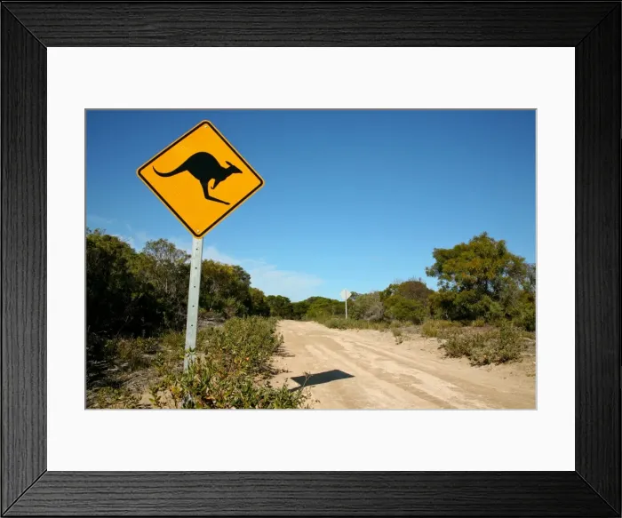 Framed Print : Kangaroo Island warning sign