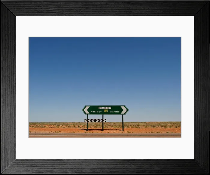 Framed Print : Road sign showing Stuart Highway, Coober Pedy, Australia Framed Print : Road sign showing Stuart Highway, Coober Pedy, Australia