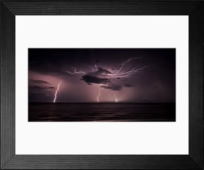 Framed Print : Lightning at Dripstone Cliffs