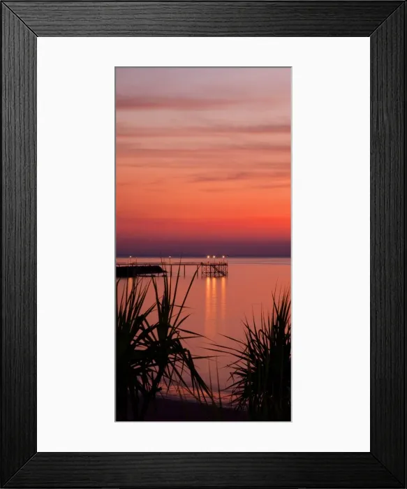 Framed Print : Sunset over Night cliff Jetty