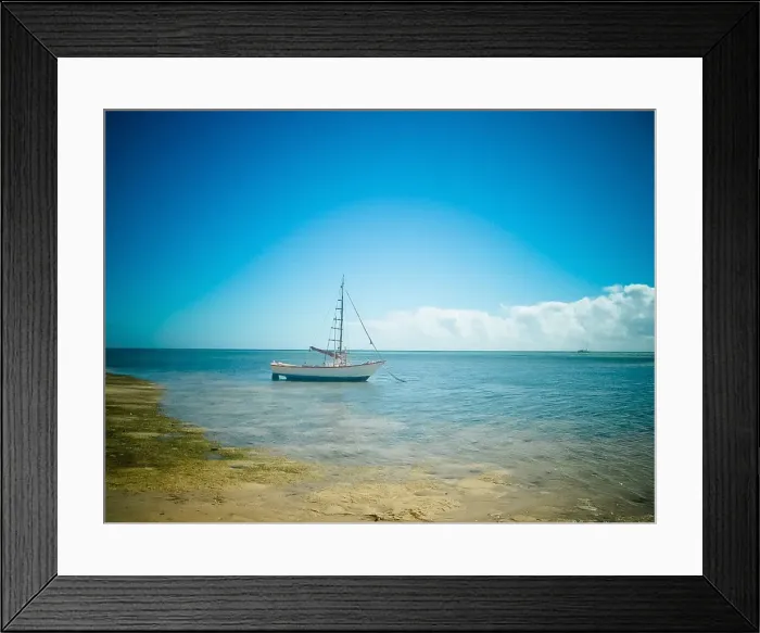 Framed Print : Sailboat on shore