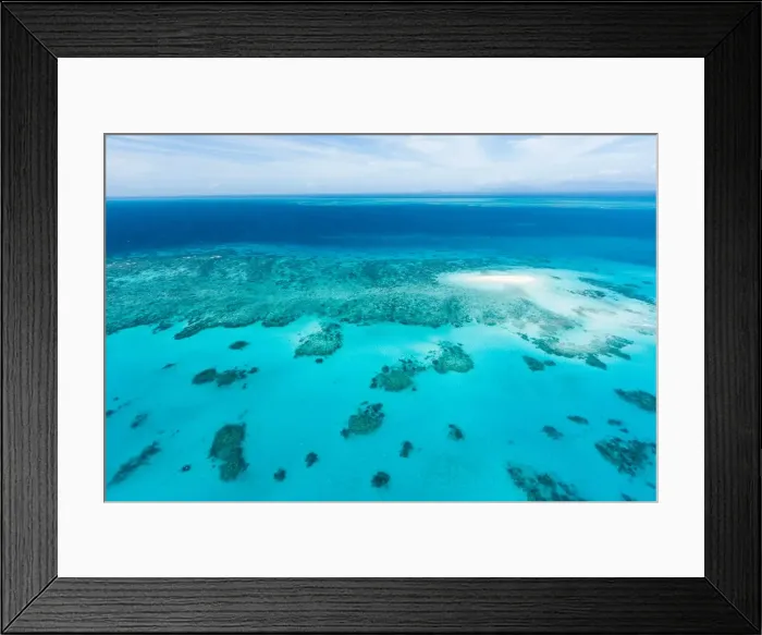 Framed Print : Great Barrier Reef and coral sand cay