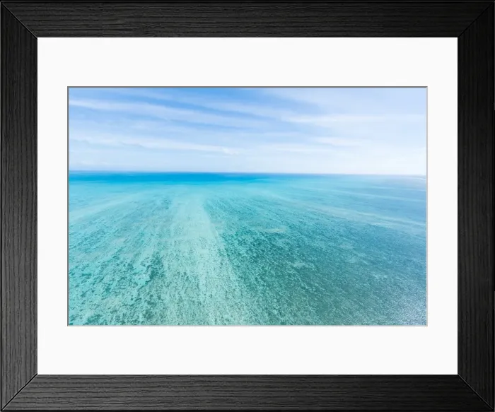 Framed Print : Aerial view of Great Barrie Reef with horizon Framed Print : Aerial view of Great Barrie Reef with horizon