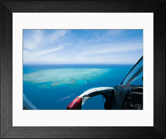 Framed Print : Great Barrier Reef from helicopter cockpit Framed Print : Great Barrier Reef from helicopter cockpit