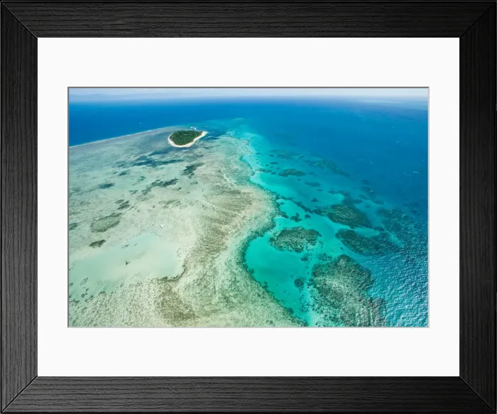 Framed Print : Green Island on Great Barrier Reef from the sky Framed Print : Green Island on Great Barrier Reef from the sky
