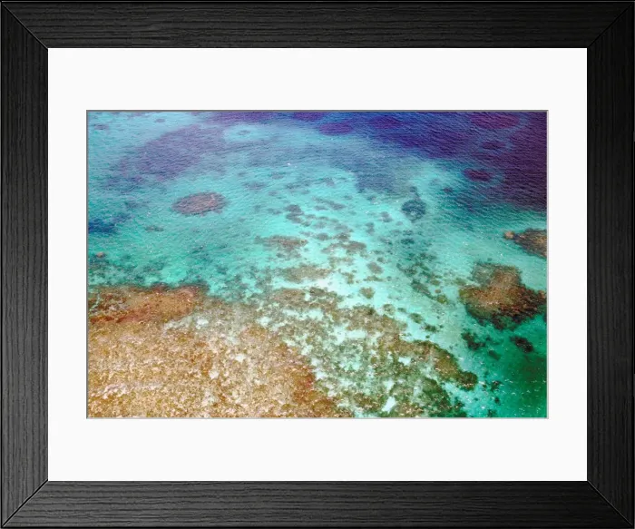 Framed Print : Aerial view of Great Barrier Reef, Queensland, Australia Framed Print : Aerial view of Great Barrier Reef, Queensland, Australia