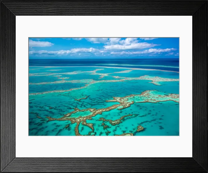 Framed Print : Aerial of Great Barrier Reef at Whitsunday Island Framed Print : Aerial of Great Barrier Reef at Whitsunday Island