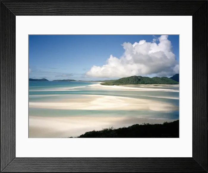 Framed Print : View from high up across Whitehaven Beach, Australia