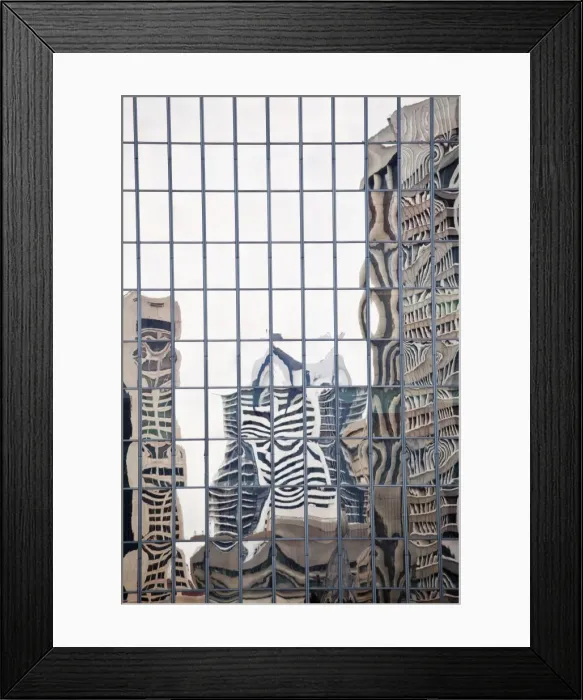 Framed Print : Buildings reflected in mirrored windows of office building, Brisbane, Australia