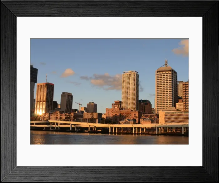 Framed Print : Brisbane Central Business District bathed in golden afternoon light