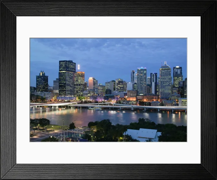 Framed Print : Australia, Queensland, Brisbane, City Skyline Framed Print : Australia, Queensland, Brisbane, City Skyline