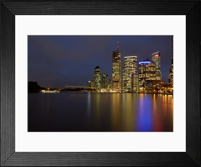 Framed Print : View of Brisbane River and Eagle Street Pier from Queen Street, Queensland, Australia