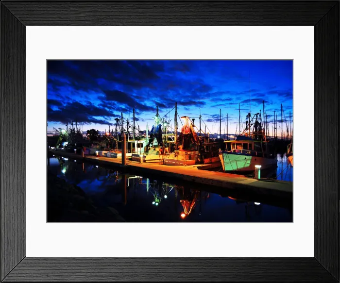 Framed Print : Scarborough Marina boat harbor at night Framed Print : Scarborough Marina boat harbor at night
