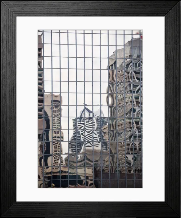Framed Print : Buildings reflected in mirrored windows of office building, Brisbane, Australia Framed Print : Buildings reflected in mirrored windows of office building, Brisbane, Australia