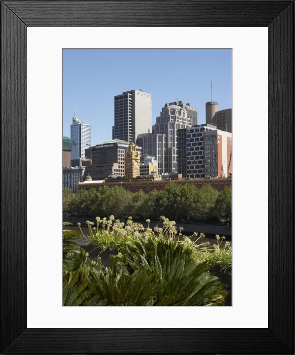 Framed Print : Australia, Victoria, Melbourne city skyline and Flinders Station Framed Print : Australia, Victoria, Melbourne city skyline and Flinders Station