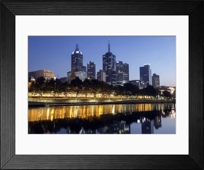 Framed Print : Australia, Victoria, Melbourne, Cityscape with reflection in Yarra river