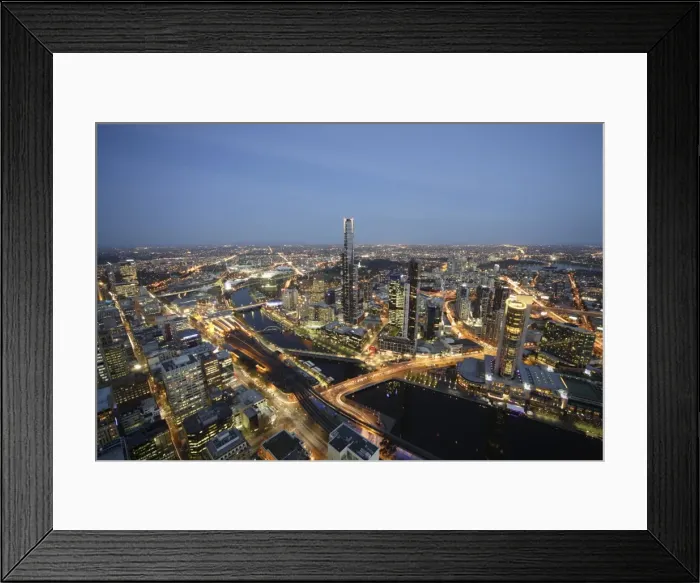 Framed Print : High view of Melbourne and Yarra river at night Framed Print : High view of Melbourne and Yarra river at night