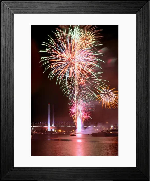 Framed Print : Fireworks Above the Water Framed Print : Fireworks Above the Water