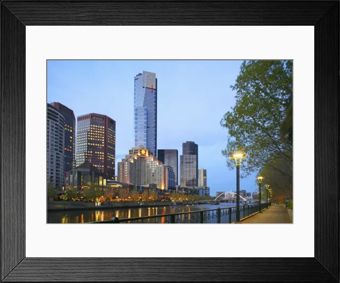 Framed Print : View of Melbourne with both riversides at dawn