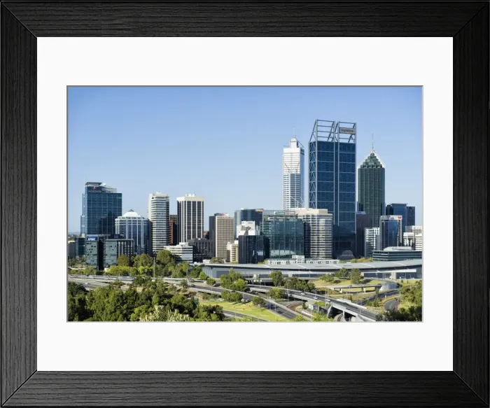 Framed Print : City skyline and freeways, Perth, Western Australia, Australia Framed Print : City skyline and freeways, Perth, Western Australia, Australia