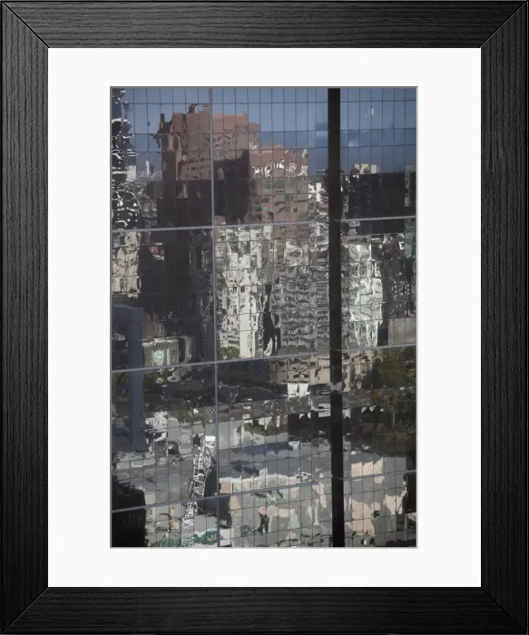 Framed Print : Distorted reflections of city skyscraper in Melbourne, Victoria, Australia Framed Print : Distorted reflections of city skyscraper in Melbourne, Victoria, Australia