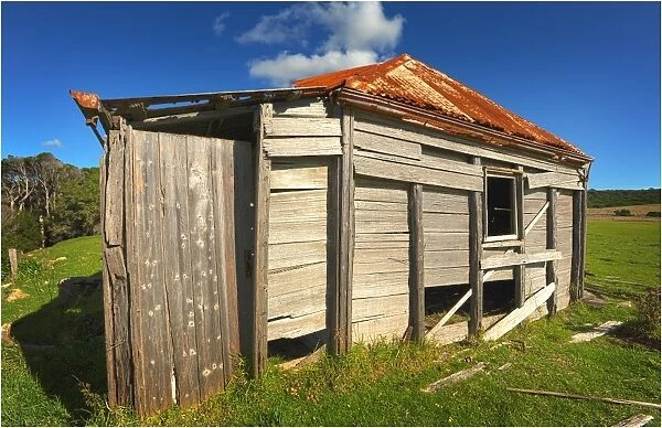Abandoned and derelict farm cottage in the rurals of Flinders Island, Bass Strait, Tasmania