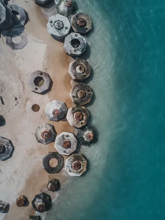 Framed Print : Abandoned metal objects on a beach, Hong Kong