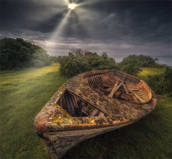 Abandoned old fishing boat on the foreshore, Bellarine Peninsula, Victoria, Australia