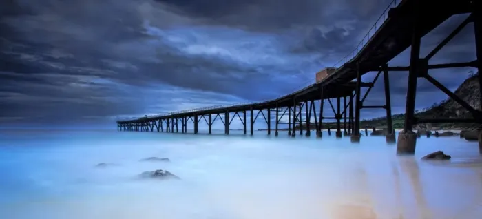 Framed Print : Abandoned wharf during storm Framed Print : Abandoned wharf during storm
