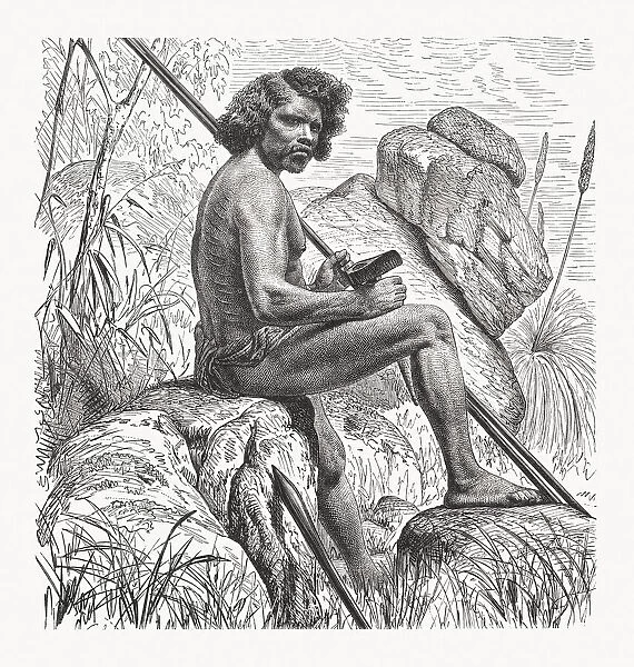 Aboriginal man from Northern Australia, wood engraving, published in 1897