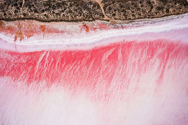 Abstract aerial, Hutt lagoon pink lake, Western Australia