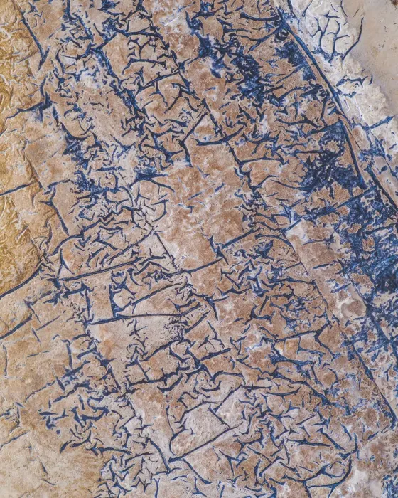 Framed Print : Abstract aerial shot of a dried out tailing pond, Western Australia Framed Print : Abstract aerial shot of a dried out tailing pond, Western Australia