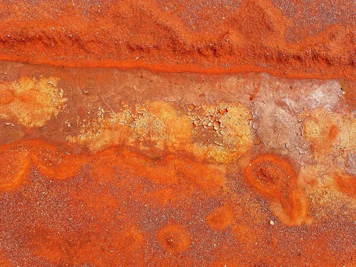Framed Print : Abstract desert pattern aerial effect, dried mud orange red dirt, Australia