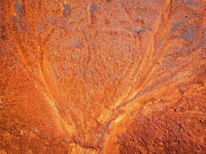 Framed Print : Abstract desert pattern aerial effect, dried mud orange red dirt, Australia