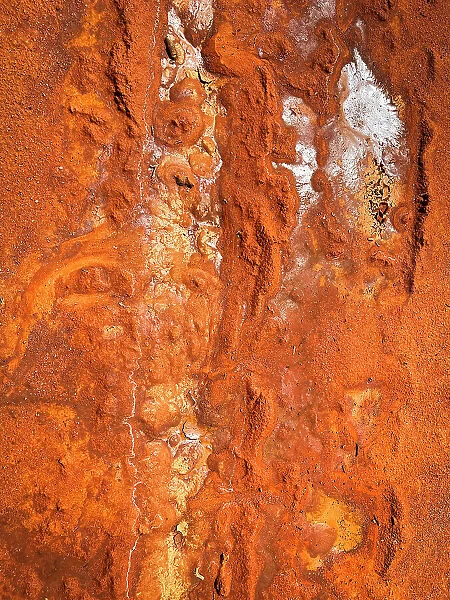 Abstract desert pattern aerial effect, dried mud orange red dirt, Australia