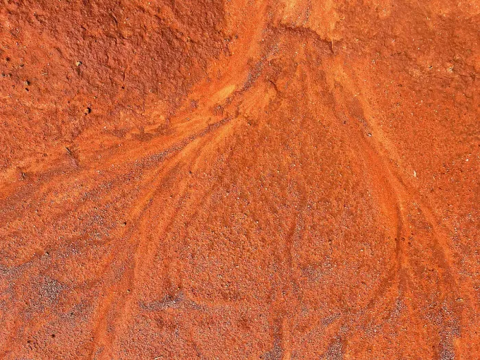 Framed Print : Abstract desert pattern aerial effect, dried mud orange red dirt, Australia