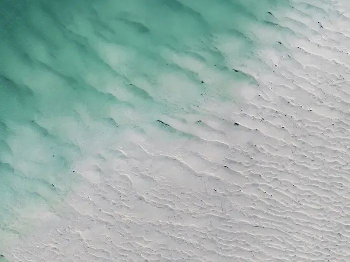 Framed Print : Abstract drone image at the edge of a sandbar in Willie Creek estuary, The Kimberley, Western Australia, Australia