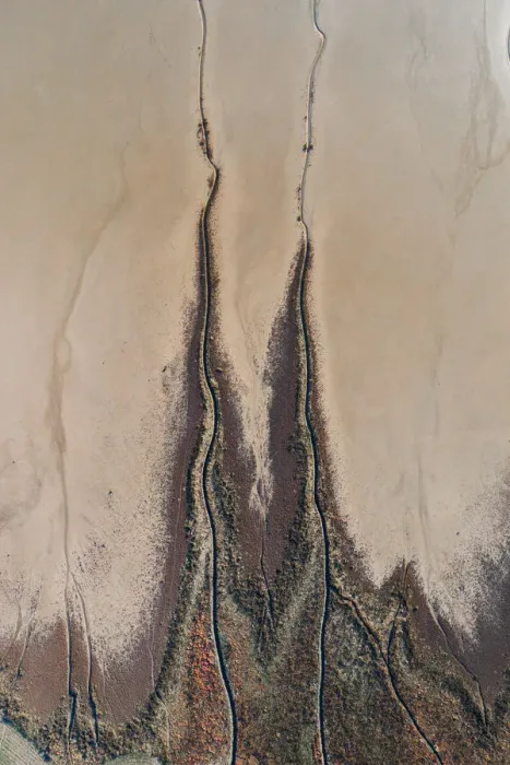 Framed Print : Abstract drone image of marshland patterns, France Framed Print : Abstract drone image of marshland patterns, France