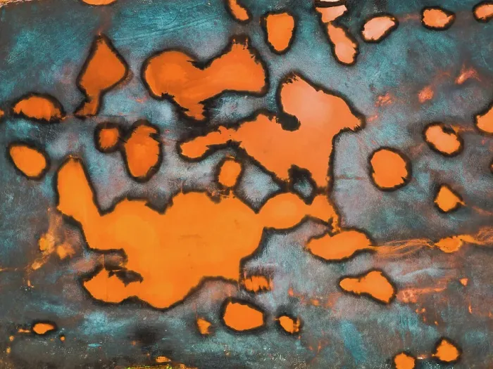 Framed Print : Abstract drone shot of a bizarre iron ore storage pond, Australia Framed Print : Abstract drone shot of a bizarre iron ore storage pond, Australia