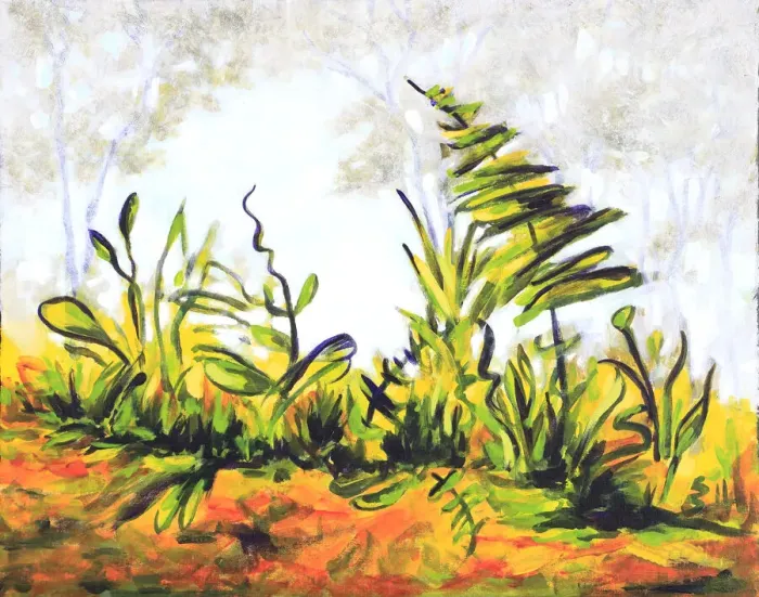 Framed Print : Abstract Garden and Plants Acrylic Painting Framed Print : Abstract Garden and Plants Acrylic Painting