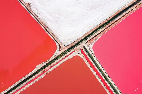 Abstract nature aerial, Hutt lagoon pink lake, Australia