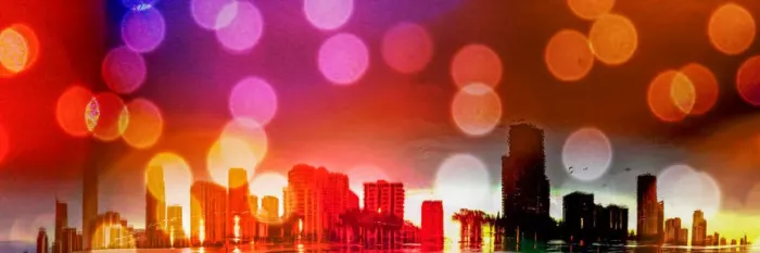 Framed Print : An abstract view of the Gold Coast skyline water reflection