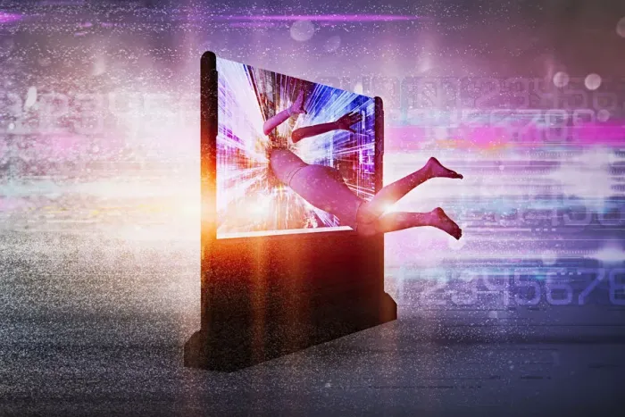 Framed Print : access, barefoot, color image, communication, computer graphic, concept, connection