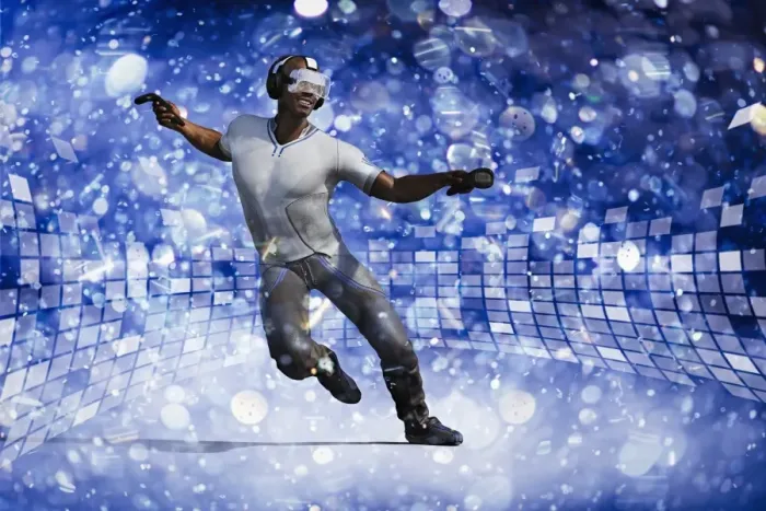 Framed Print : action, ar, augmented reality, color image, concept, cyberspace, dancing, digital